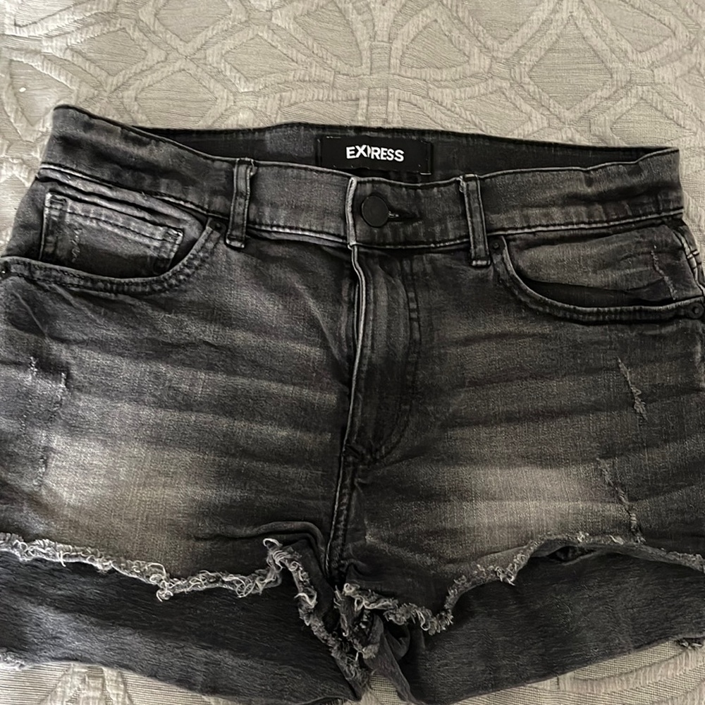 Express black denim shorts